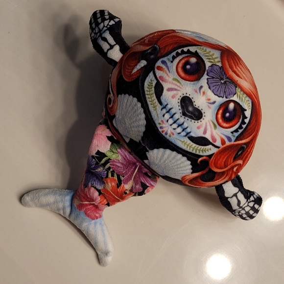 Sugar Skull Mermaid Round Floral Plush - Picture 3 of 11